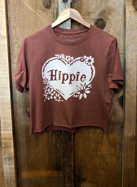 Hippie Cropped Tee Rust/Cream