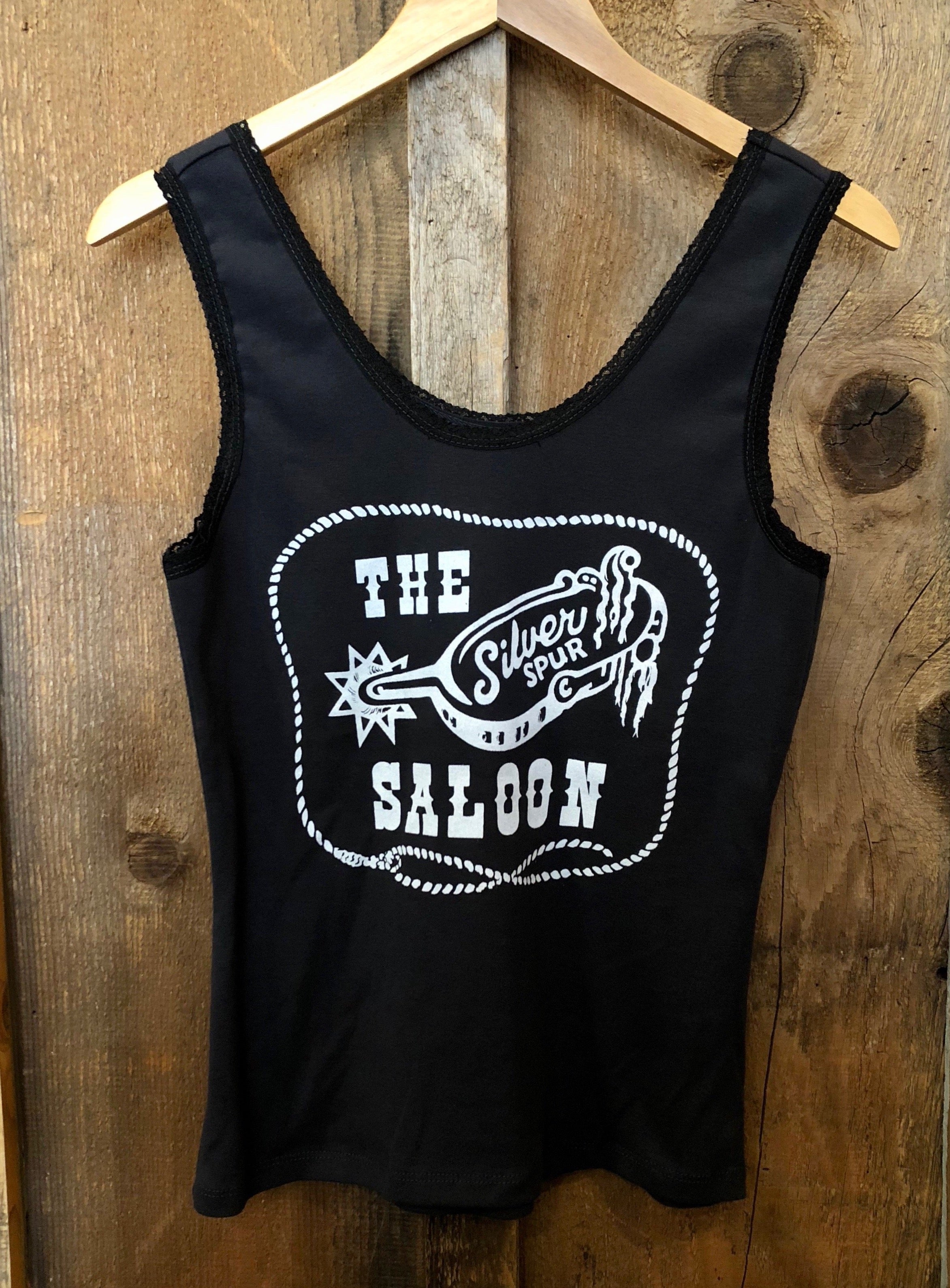 The Silver Spur Saloon Lace Tank Blk/ White