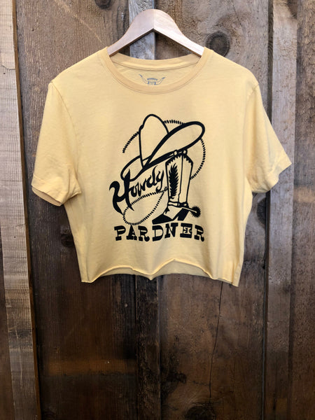 Howdy Pardner Cropped Tee Gold Dust/Blk