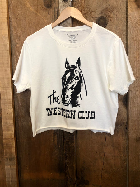 The Western Club Cropped Tee White/Black