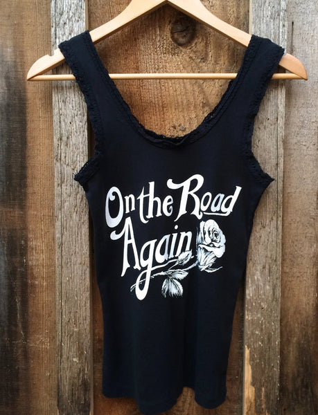 On The Road Again Lace Tank Blk/Wht
