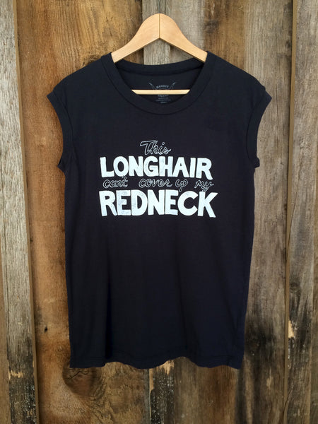 Long Hair Redneck Tour Muscle Tee Blk/White
