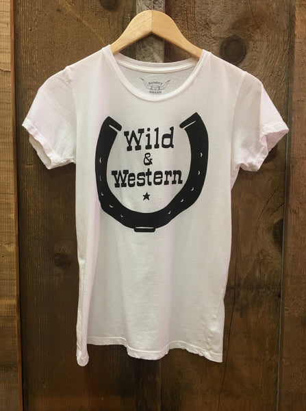 Wild & Western Womens Tee White/Blk