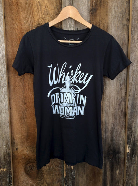 Whiskey Drinkin Woman Womens Tee Blk/White