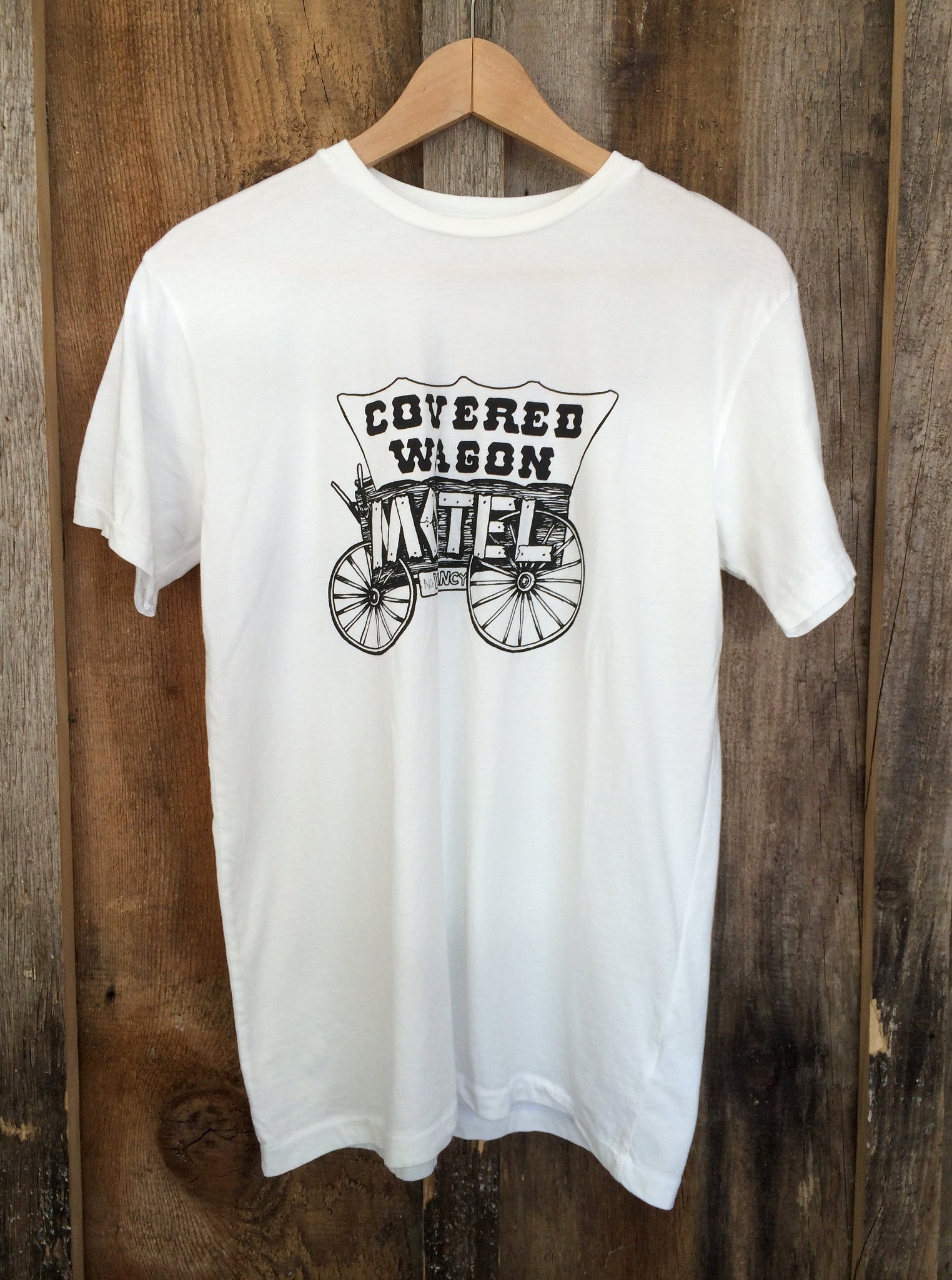 Covered Wagon Motel Mens Tee White/Blk