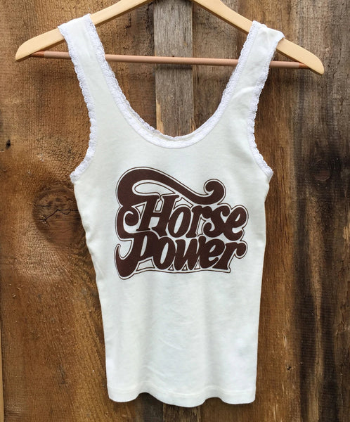 Horse Power Lace Tank White/Brown