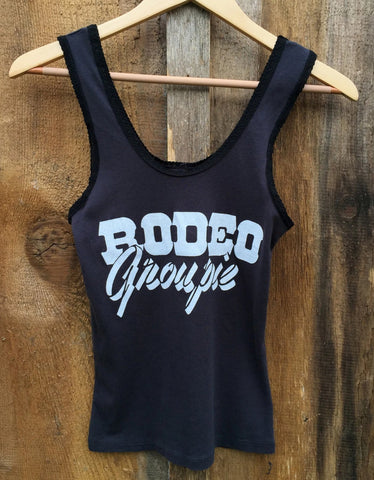 Rodeo Groupie Lace Tank Blk/White