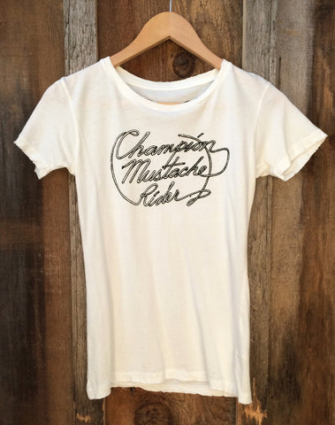 Champion Mustache Rider Womens Tee Wht/Blk