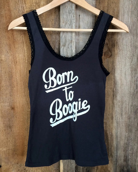 Born To Boogie Lace Tank Blk/White