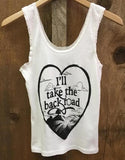 I'll Take The Back Road Lace Tank White/Blk