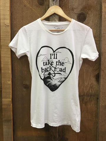 I'll Take The Back Road Womens Tee White/Blk
