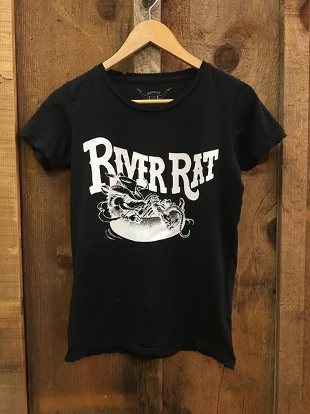 River Rat Womens Tee Blk/White